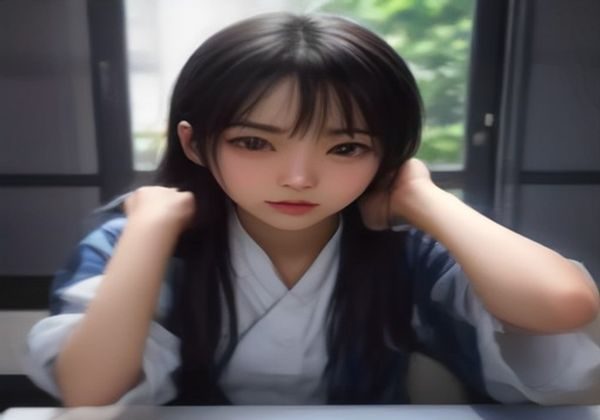 手绘风格插画中一位坐在直播设备前的年轻女性主播形象，暖色灯光营造亲切氛围